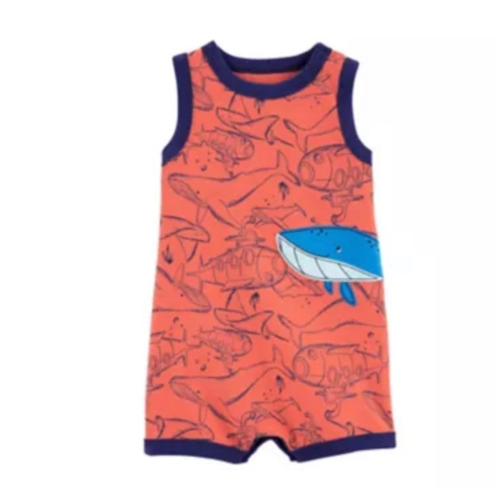 Baby Carter's Whale Cotton Romper